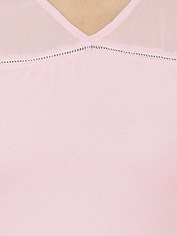 sheer yoke paneled a-line dress - 15518035 - Zoom Image - 4
