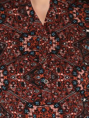 Band collar printed top - 15518213 - Standard Image - 4