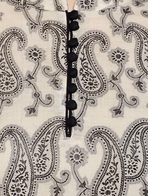Straight paisley placket detaling kurta - 15518271 - Zoom Image - 4