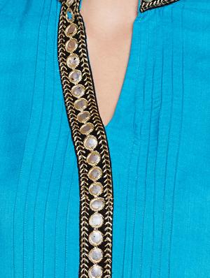 mirror work pintucks kurta - 15518286 - Standard Image - 4