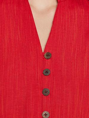 button fake placket a-line kurta - 15518290 - Standard Image - 4
