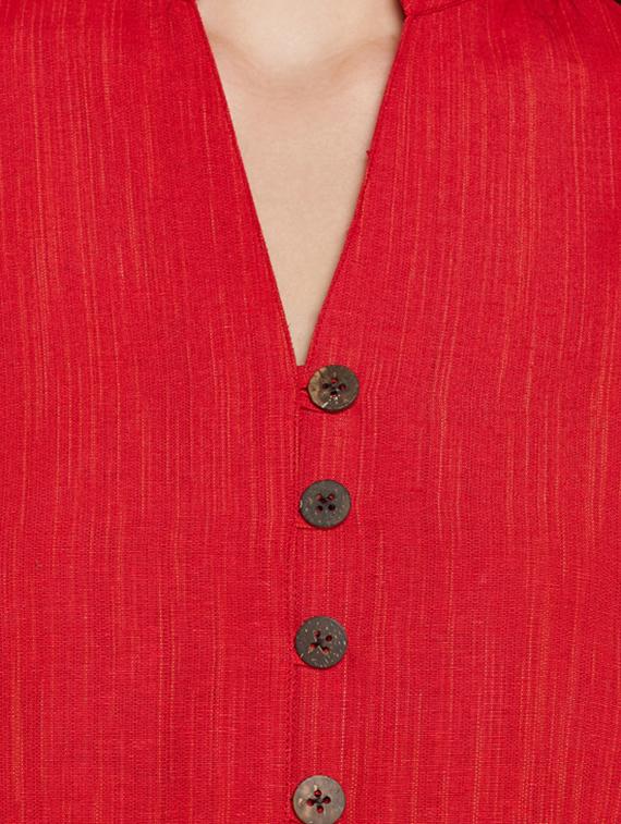 button fake placket a-line kurta - 15518290 - Zoom Image - 4