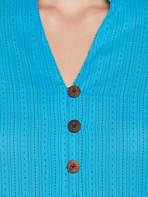 Button fake placket a-line kurta - 15518291 - Standard Image - 4