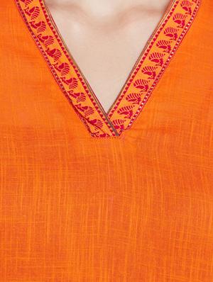 Carrot straight patch neck kurta - 15518293 - Standard Image - 4