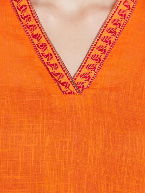 Carrot straight patch neck kurta - 15518293 - Zoom Image - 4