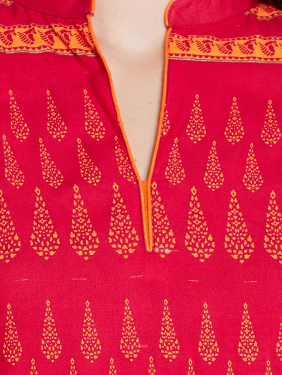 Straight block print kurta - 15518295 - Zoom Image - 4