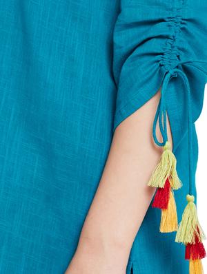 Tassels sleeves embroidered kurta - 15518296 - Standard Image - 4