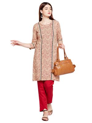 Perinted straight kurti - 15518299 - Standard Image - 4