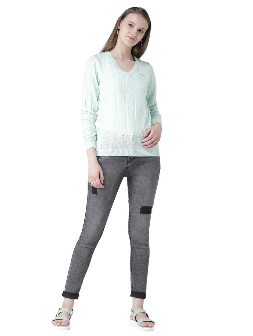 ribbed hem v-neck pullover - 15519457 - Zoom Image - 4
