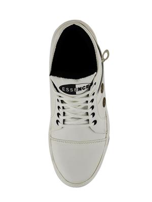 white leatherette lace up sneakers - 15519551 - Standard Image - 4