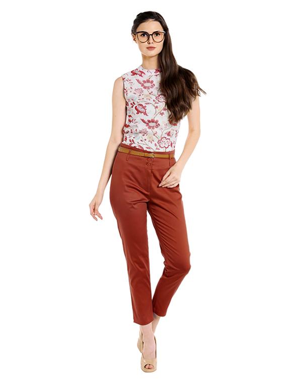 high rise flat front trousers - 15520922 - Zoom Image - 4