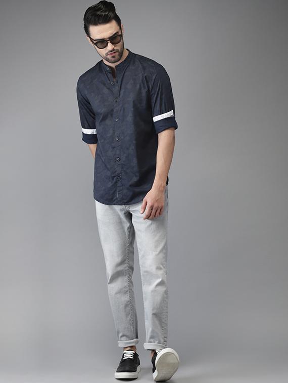 navy blue cotton casual shirt - 15521930 - Zoom Image - 4