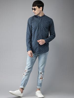 blue cotton casual shirt - 15521936 - Standard Image - 4