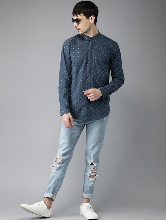 blue cotton casual shirt - 15521936 - Zoom Image - 4