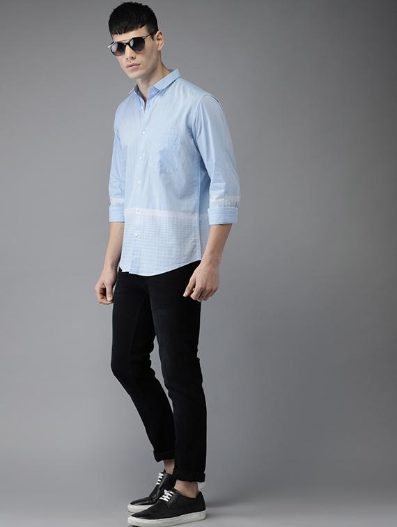 blue cotton casual shirt - 15521963 - Zoom Image - 4