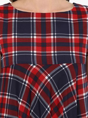 flared checkered midi dress - 15523849 - Standard Image - 4