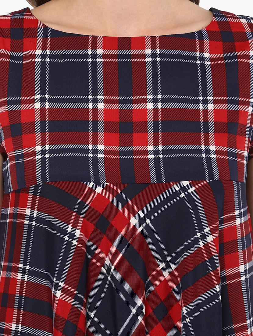 flared checkered midi dress - 15523849 - Zoom Image - 4
