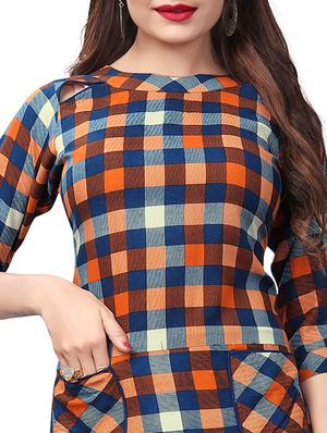 Checkered straight kurta with pockets - 15525911 - Standard Image - 4