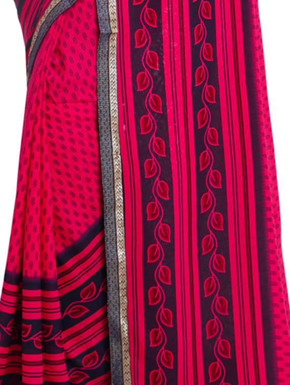Contrast bordered printed saree with blouse - 15528246 - Zoom Image - 4
