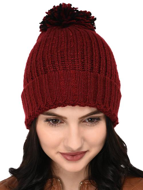 maroon woolen cap - 15528358 - Standard Image - 1