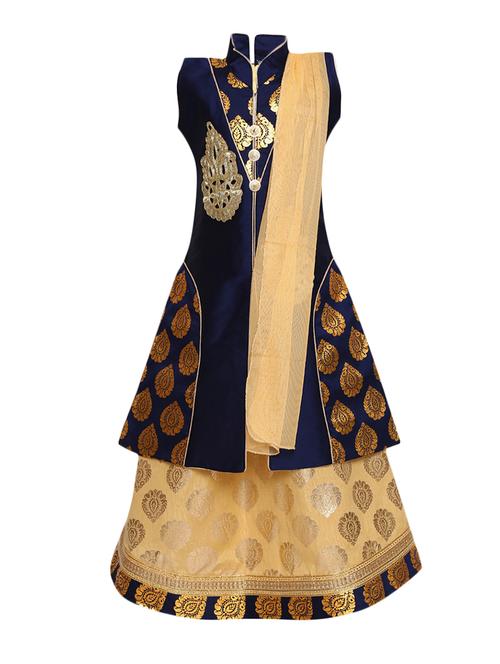 blue cotton lehnga choli - 15528960 - Standard Image - 1
