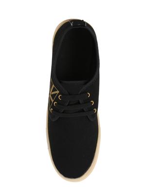 black Canvas lace up sneakers - 15532759 - Standard Image - 4