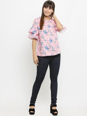 layered sleeve printed top - 15533818 - Standard Image - 4