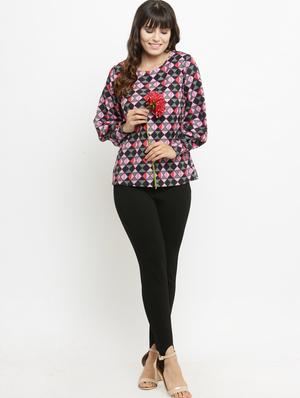 long sleeved geometric print top - 15533845 - Standard Image - 4