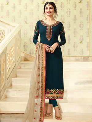Floral embroidery churidaar suit set - 15534011 - Standard Image - 1