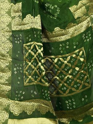 zari bordered bandhani saree with blouse - 15534423 - Standard Image - 4