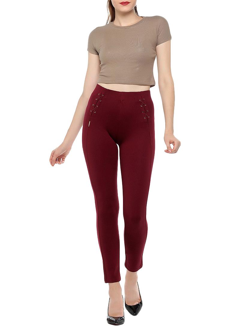 eyelet lace-up solid jegging - 15535694 - Zoom Image - 4
