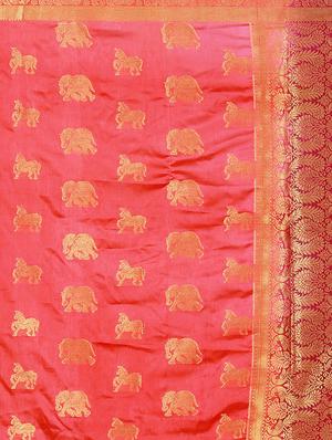 conversational zari motif banarasi saree with blouse - 15536892 - Standard Image - 4