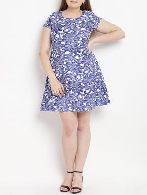 Imperial blue floral flared dress - 15538312 - Standard Image - 4