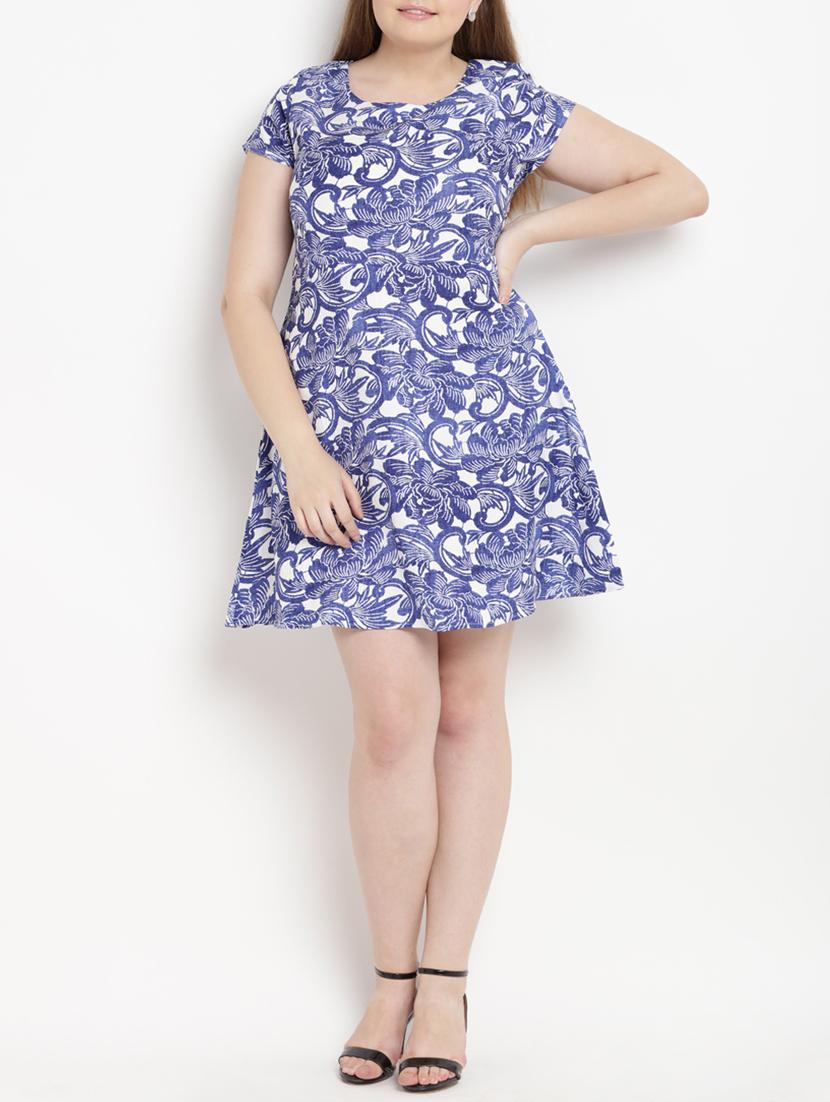 Imperial blue floral flared dress - 15538312 - Zoom Image - 4