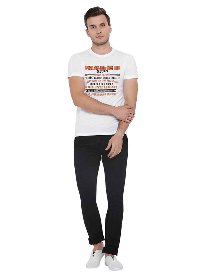 white cotton blend chest print t-shirt - 15541165 - Zoom Image - 4