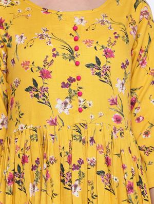 floral high slit sleeves detail kurta - 15543848 - Standard Image - 4