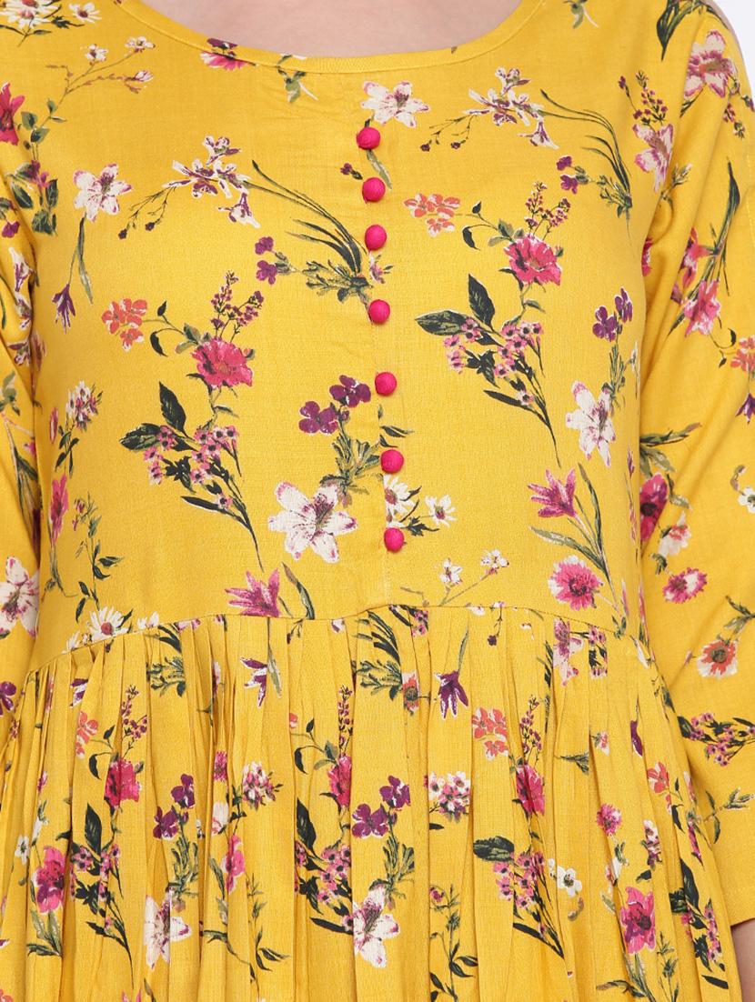 floral high slit sleeves detail kurta - 15543848 - Zoom Image - 4