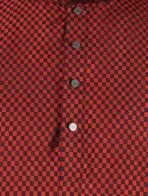 red dupion kurta pyjama set - 15544637 - Standard Image - 4