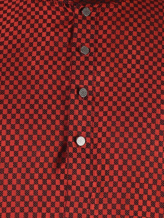 red dupion kurta pyjama set - 15544637 - Zoom Image - 4