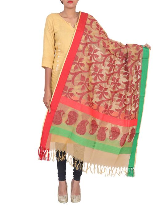 self design dupatta with tassles - 15545830 - Standard Image - 1