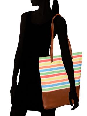 multi colored canvas regular tote - 15546164 - Standard Image - 4