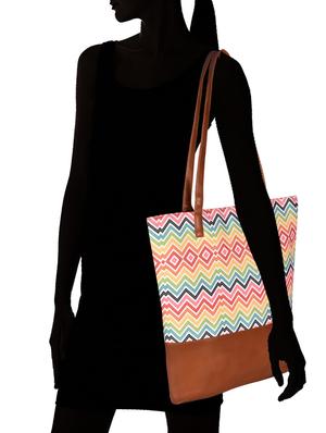 multi colored canvas regular tote - 15546168 - Standard Image - 4