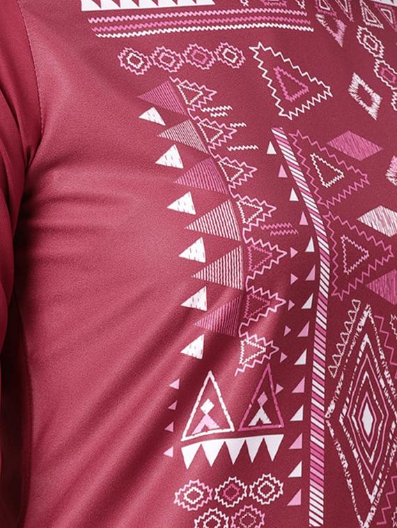 Wine printed straight kurta - 15547618 - Zoom Image - 4
