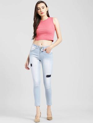 Patched denim stone wash jeans - 15560235 - Standard Image - 4