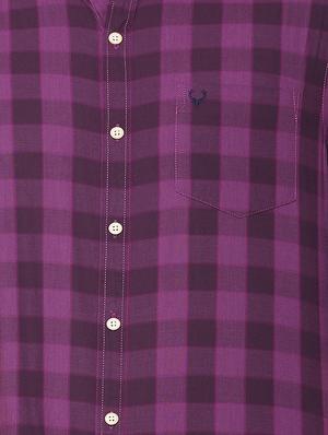 purple cotton casual shirt - 15560483 - Standard Image - 4