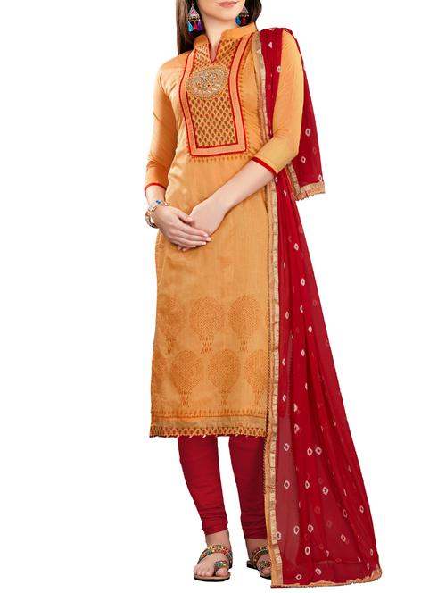 yoke design unstitched churidaar suit - 15560760 - Standard Image - 1