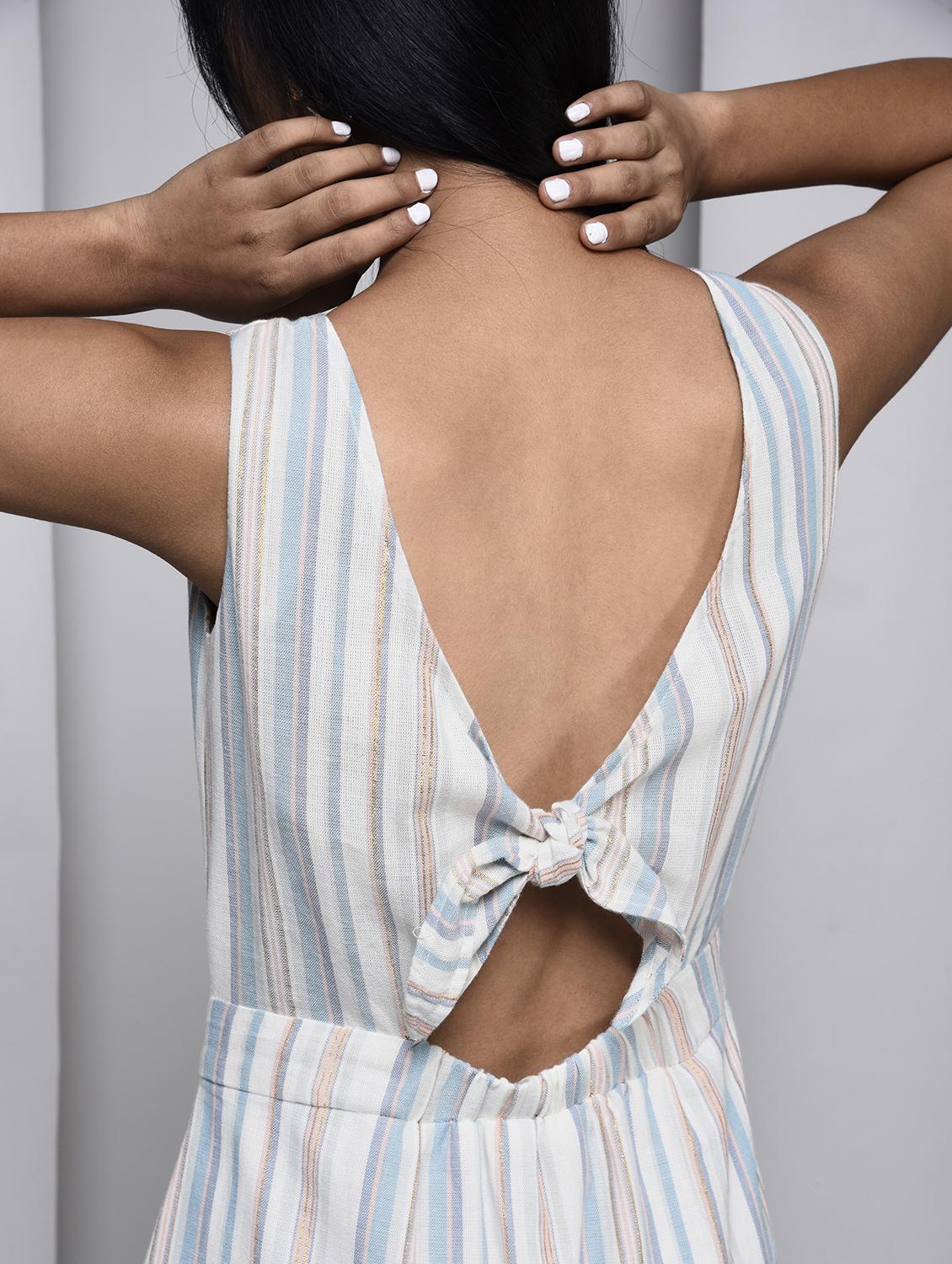 striped peekaboo back dress - 15561859 - Zoom Image - 4