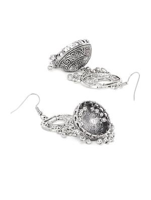 silver tone oxidized earrings - 15563462 - Standard Image - 4