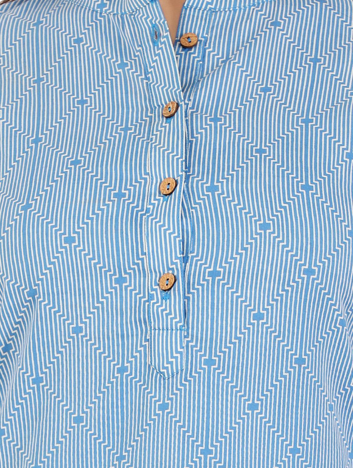 a-line stripes placket kurta - 15565364 - Zoom Image - 4