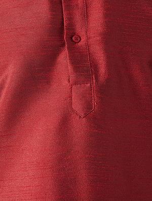 maroon & gold silk blend dhoti kurta set - 15566016 - Standard Image - 4